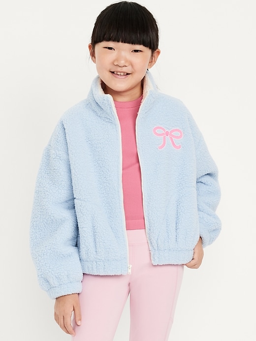 Image number 1 showing, Oversized Sherpa Zip Jacket for Girls