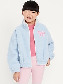 Image number 1 showing, Oversized Sherpa Zip Jacket for Girls