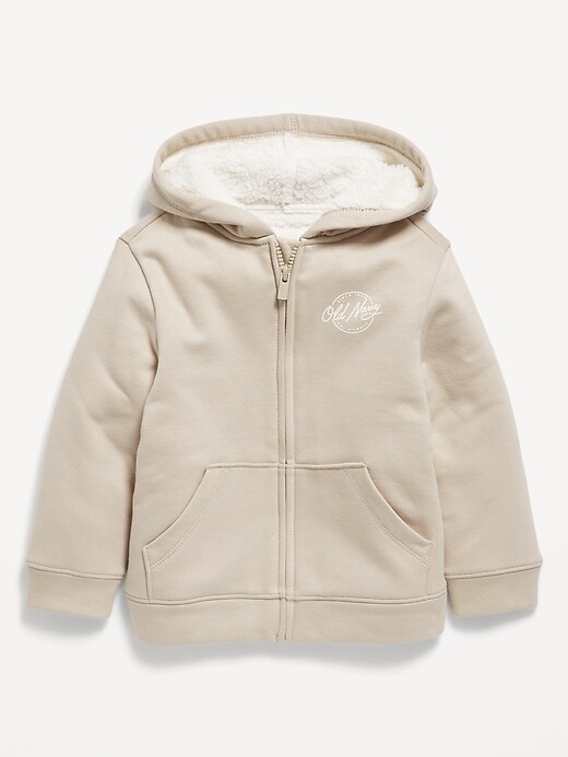 Image number 1 showing, Logo-Graphic Sherpa-Lined Zip Hoodie for Toddler Boys