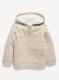 Image number 1 showing, Logo-Graphic Sherpa-Lined Zip Hoodie for Toddler Boys