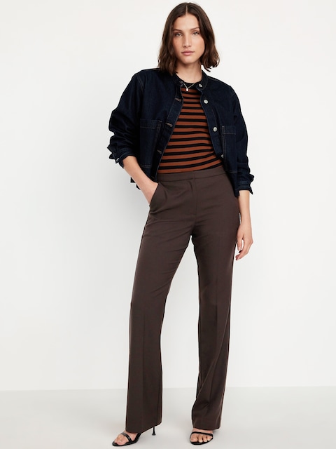 Mid-Rise Taylor Boot-Cut Pants - Brown