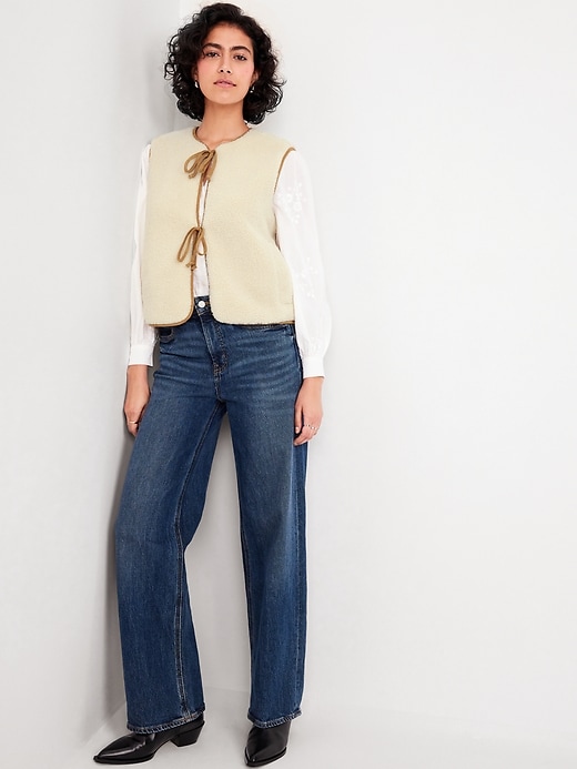 Image number 2 showing, Tie-Front Sherpa Vest
