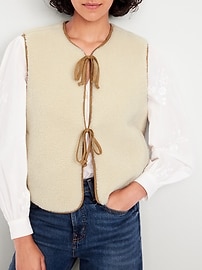 Image number 3 showing, Tie-Front Sherpa Vest