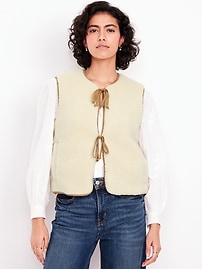 Image number 1 showing, Tie-Front Sherpa Vest