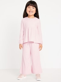 Image number 1 showing, Long-Sleeve Sweater-Knit Peplum Top and Pants Set for Toddler Girls
