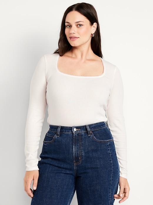 Image number 5 showing, Long-Sleeve Square-Neck Top