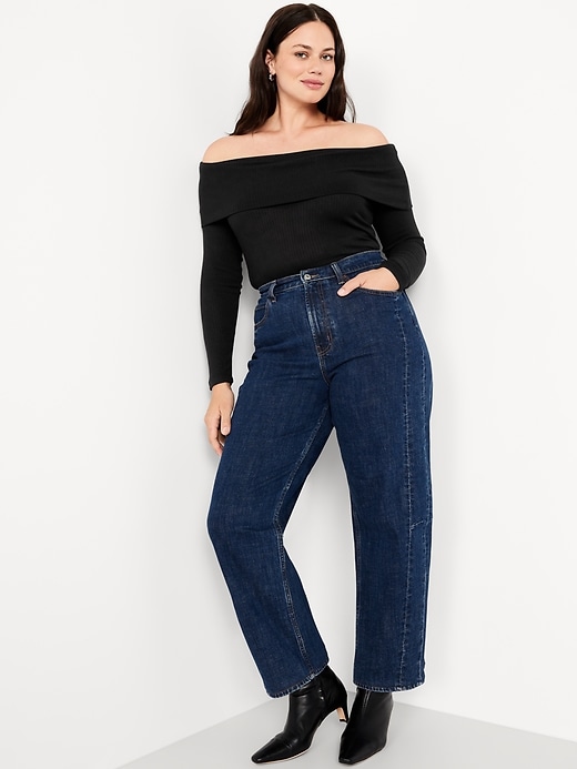 Image number 3 showing, Off-Shoulder Long-Sleeve Ribbed Top