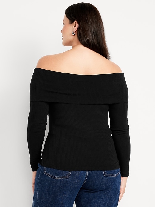 Image number 5 showing, Off-Shoulder Long-Sleeve Ribbed Top