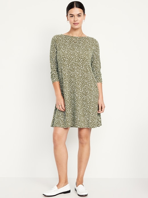 Image number 4 showing, Long-Sleeve Mini Swing Dress
