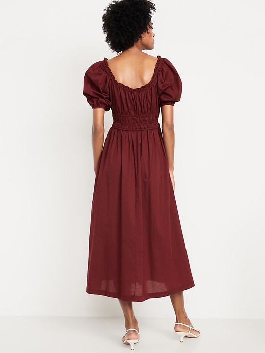 Image number 2 showing, Fit & Flare Puff-Sleeve Midi Dress