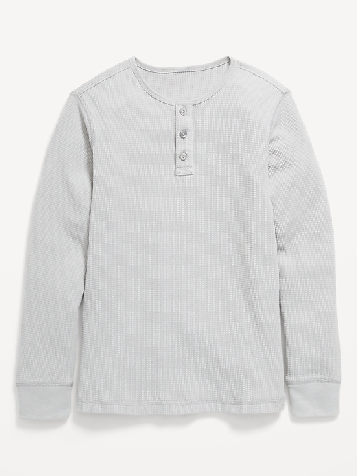 Image number 1 showing, Long-Sleeve Henley Waffle-Knit T-Shirt for Boys