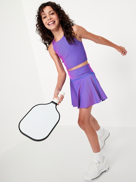 High-Waisted PowerSoft Ribbed Skort for Girls - Blue