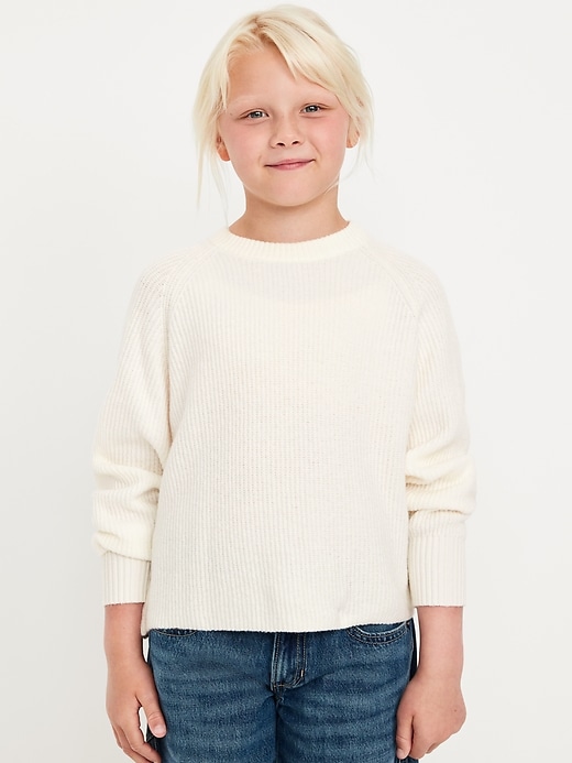 Image number 1 showing, SoSoft Long-Sleeve Ribbed Sweater for Girls