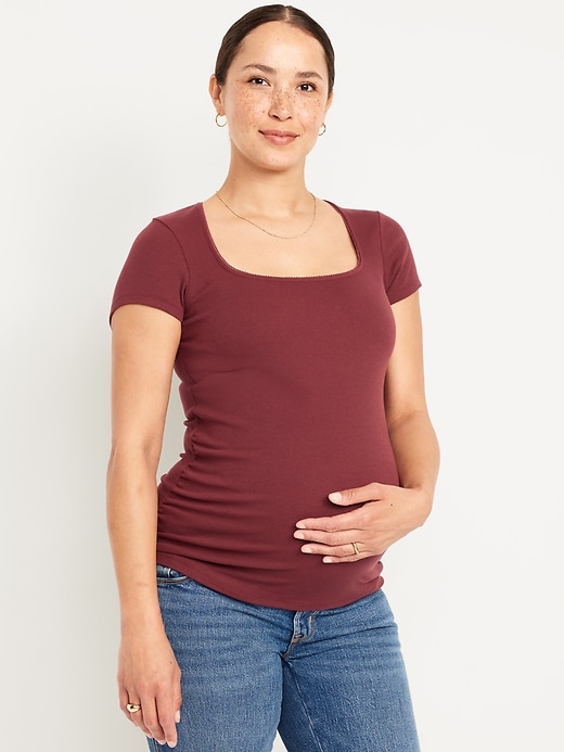 Image number 1 showing, Maternity Trapeze-Neck T-Shirt