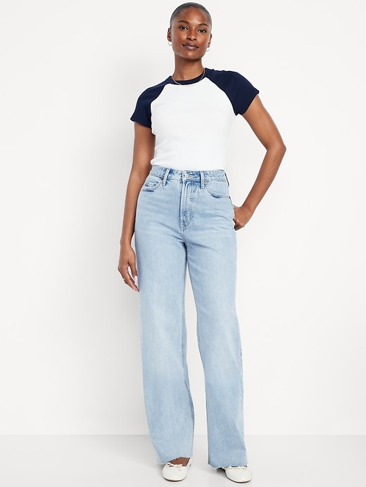 Image number 1 showing, Curvy Extra High-Waisted Wide-Leg Jeans