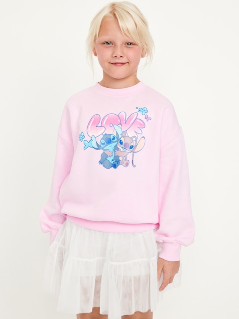 Disney© Lilo & Stitch Oversized Graphic Tunic Sweatshirt for Girls - Pink