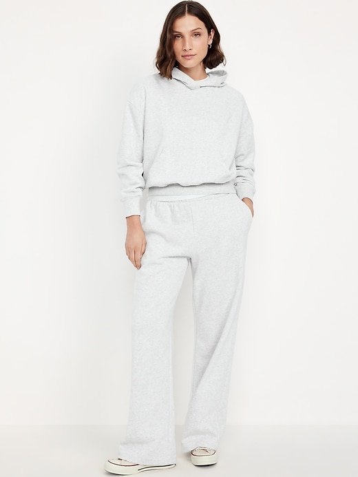L'image numéro 1 présente Pantalon en coton ouaté à jambe large et à taille haute PurConfort