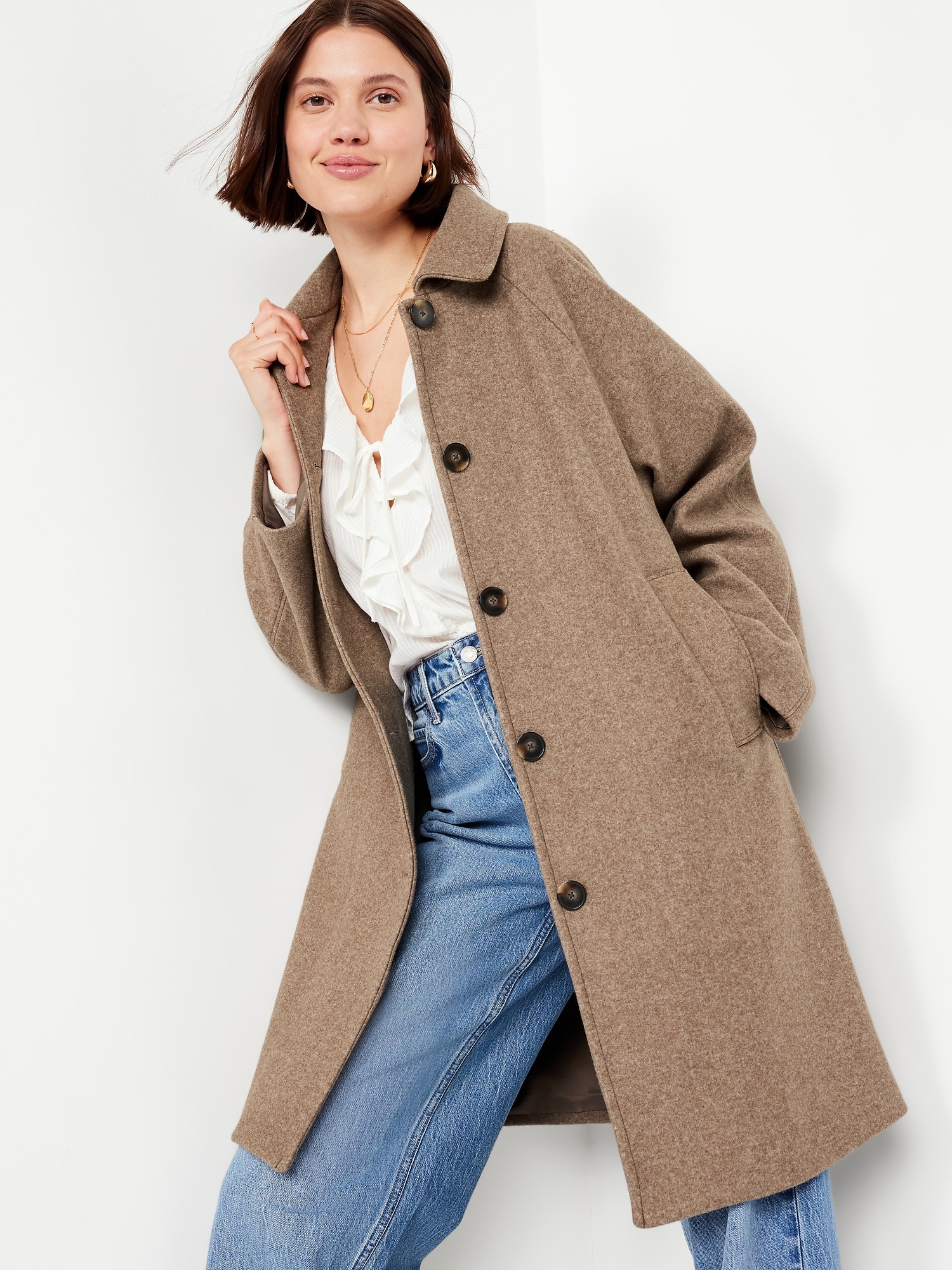 Button-Front Mac Coat