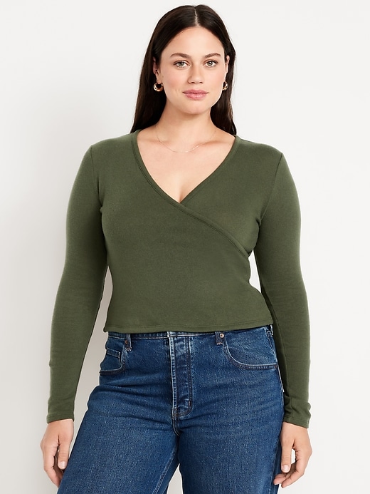 Image number 4 showing, Long-Sleeve Wrap-Front Top