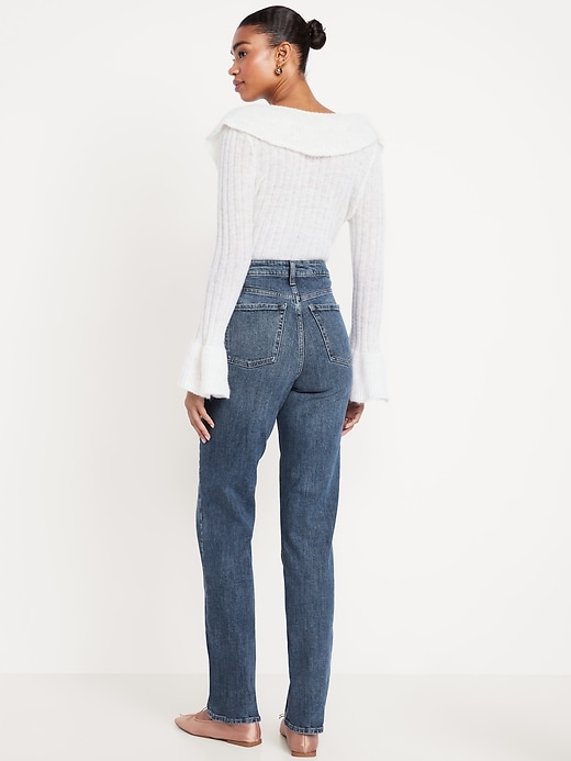 Image number 3 showing, Extra High-Waisted Straight Jeans