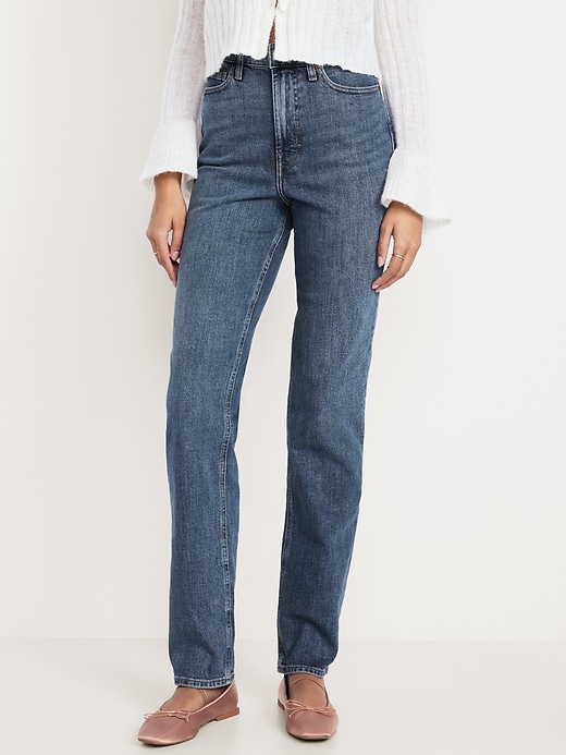 Image number 2 showing, Extra High-Waisted Straight Jeans