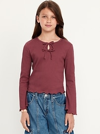 Image number 1 showing, Long-Sleeve Tie-Bow Front Top for Girls