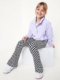 Voir une image plus grande du produit 3 de 4. Legging évasé à motif et à taille haute pour fille