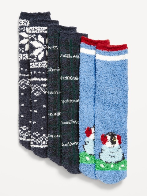 Chaussettes douillettes pour homme (paquet de 3 paires) - Pingouin, Carreaux, Motifs Jacquard Bleu Marine