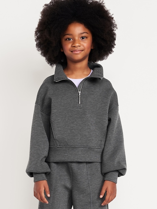 Image number 1 showing, Half-Zip Bounce Fleece Pullover Sweatshirt for Girls