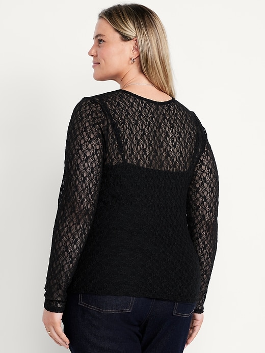 Image number 8 showing, Long-Sleeve Lace Crew-Neck Top