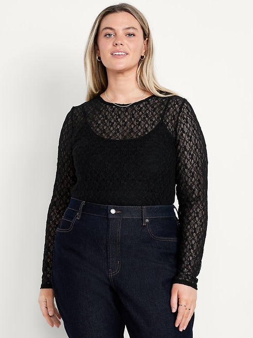Image number 7 showing, Long-Sleeve Lace Crew-Neck Top