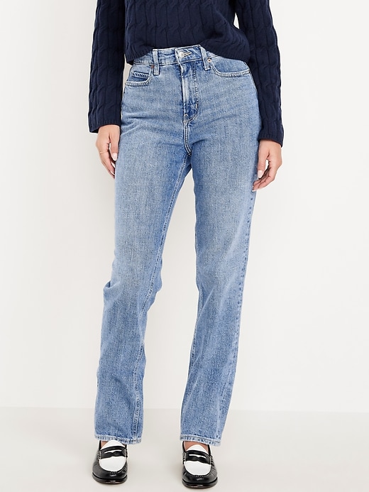 Image number 2 showing, Extra High-Waisted Straight Jeans