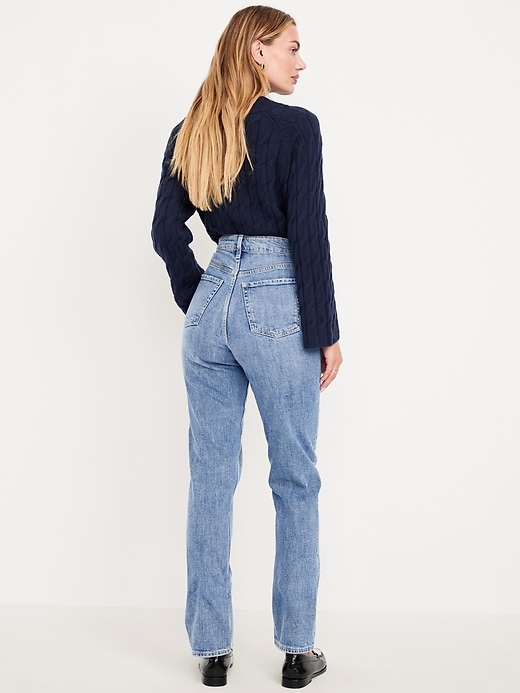 Image number 3 showing, Extra High-Waisted Straight Jeans