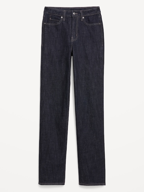 Jean droit à taille très haute - Bleu