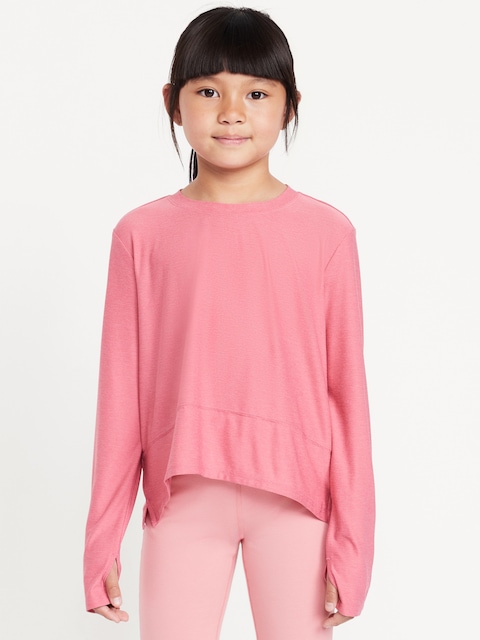 T-shirt Performance NuageSport à manches longues pour fille - Rose Séchée