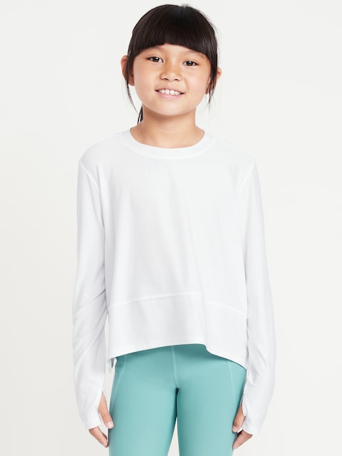 T-shirt Performance NuageSport à manches longues pour fille - Blanc Lys Calla