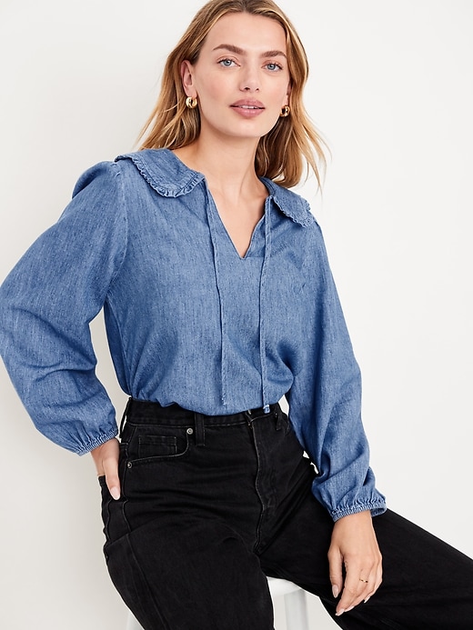 Image number 3 showing, Ruffle-Collar Cutwork Top