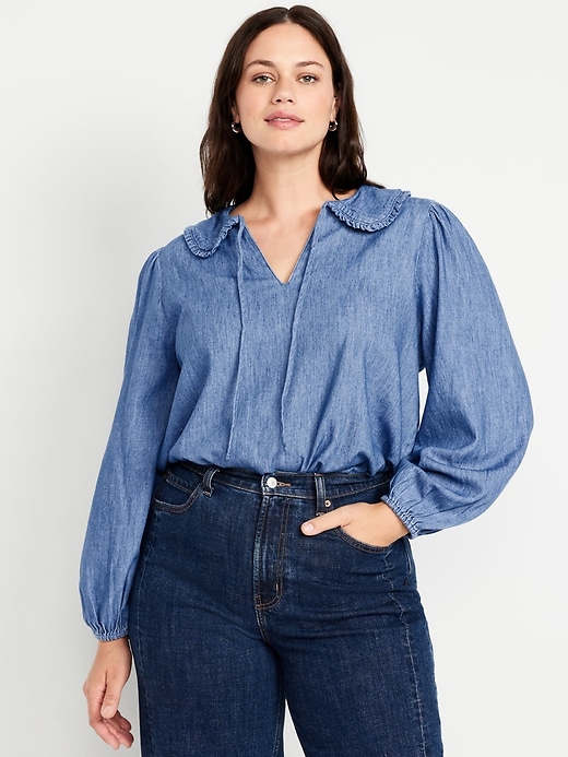 Image number 5 showing, Ruffle-Collar Cutwork Top