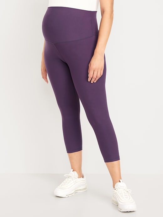 Image number 1 showing, Maternity Full-Panel PowerSoft Crop Leggings