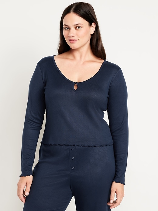 Image number 4 showing, Cozy Lettuce-Edge Pajama Top