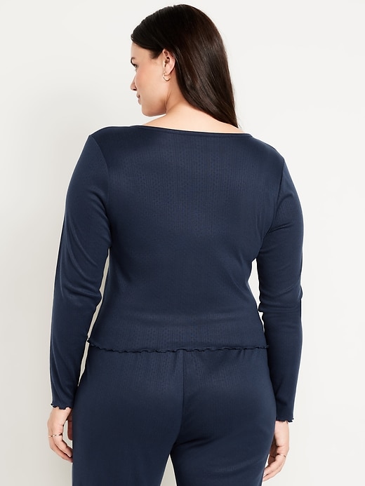 Image number 5 showing, Cozy Lettuce-Edge Pajama Top
