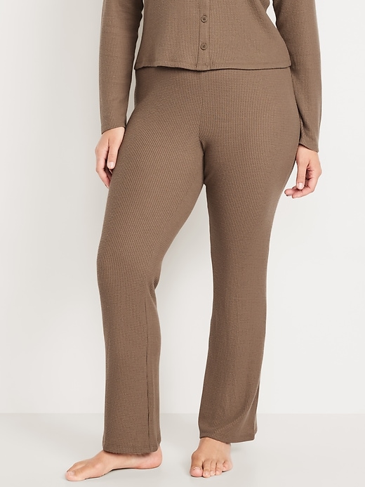Image number 5 showing, High-Waisted Cozy Waffle Flare Pants