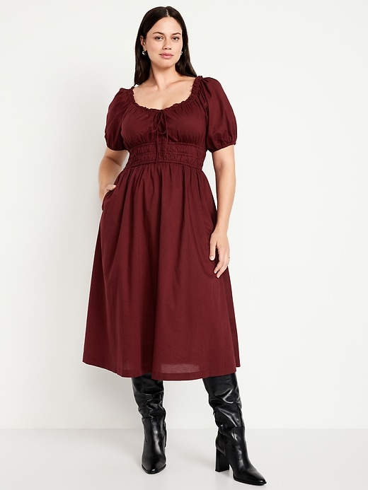 Image number 4 showing, Fit & Flare Puff-Sleeve Midi Dress