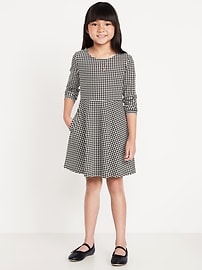 Image number 1 showing, Printed Long-Sleeve Fit and Flare Dress for Girls