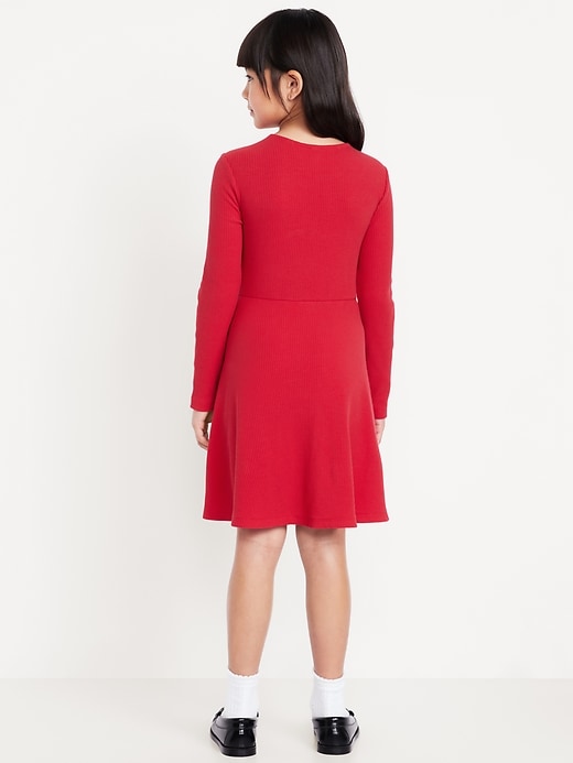 Image number 2 showing, Long-Sleeve Ribbed Fit and Flare Dress for Girls