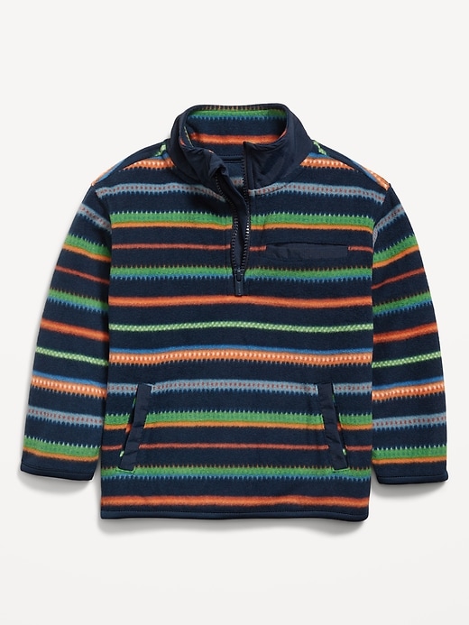 Image number 1 showing, Oversized Microfleece Quarter-Zip Pullover Sweater for Toddler Boys