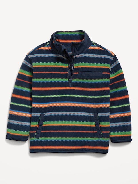 Oversized Microfleece Quarter-Zip Pullover Sweater for Toddler Boys