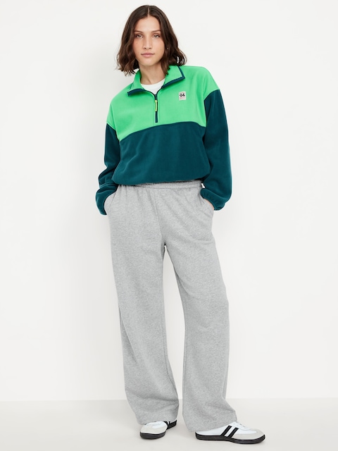 Pantalon en coton ouaté à jambe large et à taille haute PurConfort - Gris