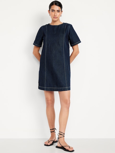 Robe courte en denim - Bleu