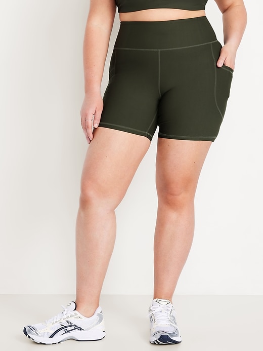 Image number 6 showing, High-Waisted PowerSoft Pocket Biker Shorts -- 6-inch inseam